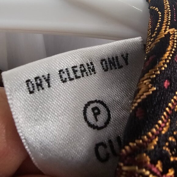 Vintage Drapers & Damons Blouse Brown Burgundy Jacquard Brocade Button-Down M - Picture 11 of 12